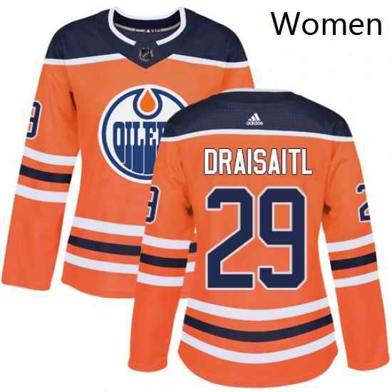 Womens Adidas Edmonton Oilers 29 Leon Draisaitl Authentic Orange Home NHL Jersey